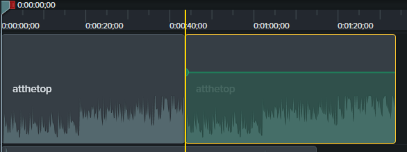 Camtasia - yellow line between the audio files