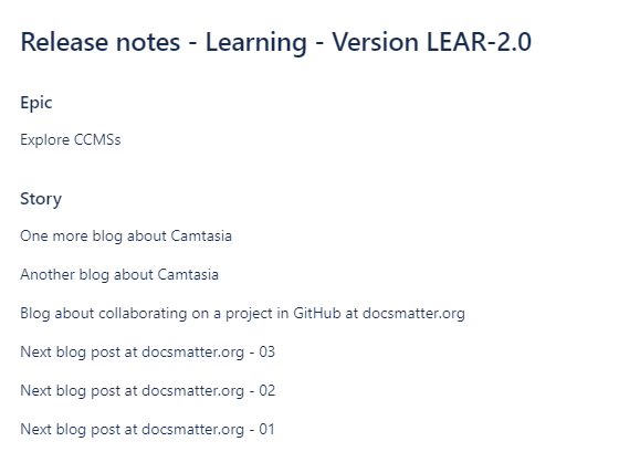 Jira - generated release notes