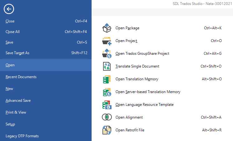 SDL Trados Studio - commands for creating new objects